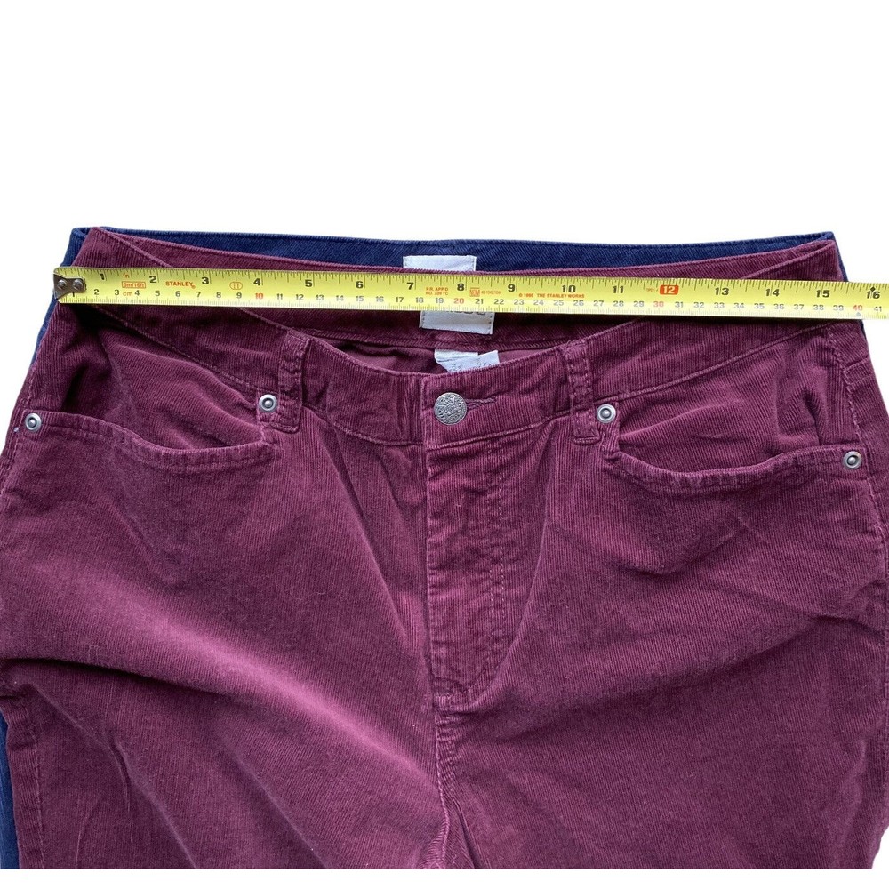(2) Chicos Womens Corduroy Pants Size 1.5 Regular Straight Trousers Berry & Blue - Picture 8 of 12